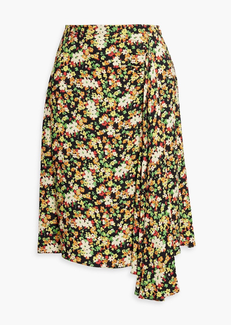 Marni - Draped floral-print crepe skirt - Yellow - IT 38