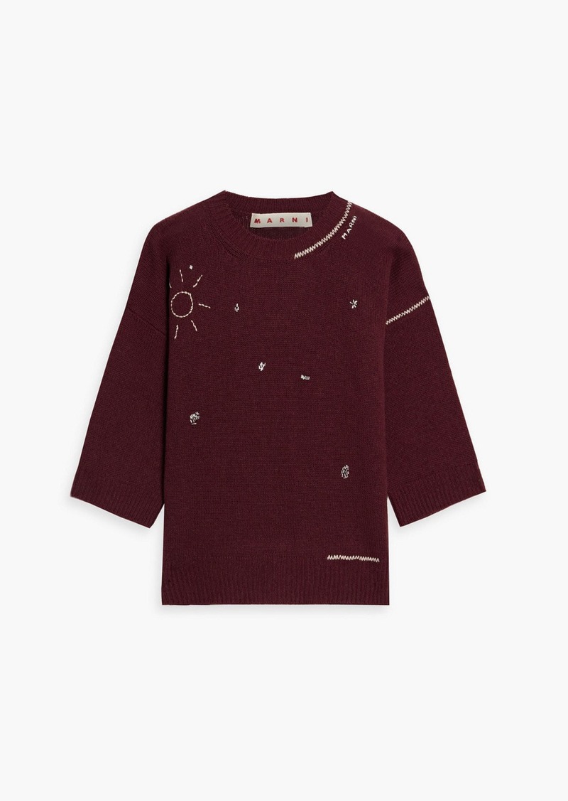 Marni - Embellished cashmere sweater - Burgundy - IT 44