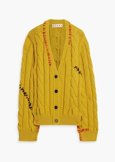 Marni - Embroidered cable-knit wool cardigan - Yellow - IT 36