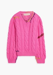 Marni - Embroidered cable-knit wool sweater - Pink - IT 48
