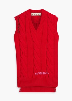 Marni - Embroidered cable-knit wool vest - Red - IT 40