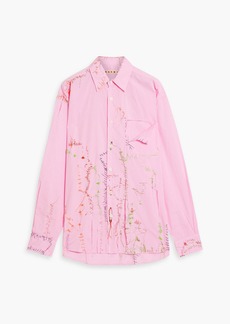 Marni - Embroidered distressed cotton-poplin shirt - Pink - IT 46