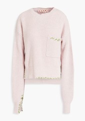 Marni - Embroidered distressed ribbed wool sweater - Pink - IT 36