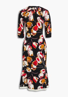 Marni - Fluted floral-print crepe dress - Black - IT 36