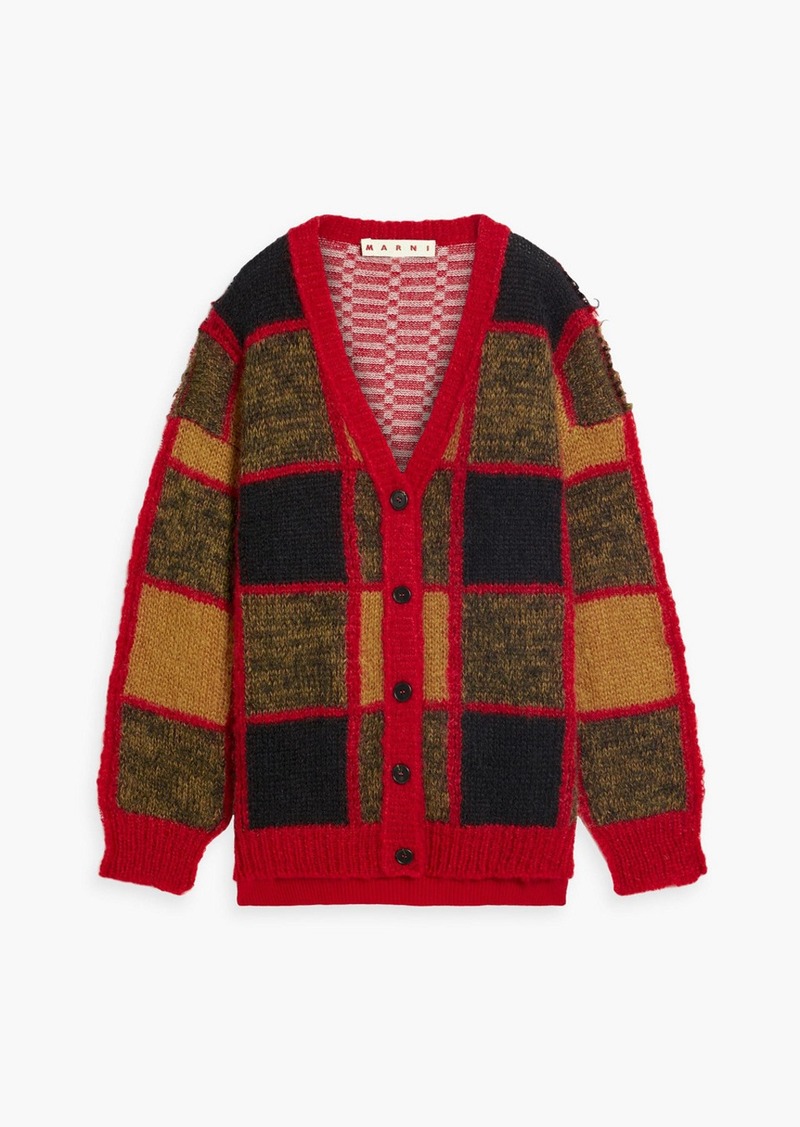 Marni - Jacquard-knit wool and mohair-blend cardigan - Red - IT 44