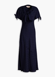 Marni - Knotted satin-jacquard midi dress - Blue - IT 38