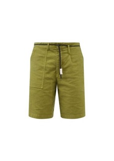 Marni - Lace-belt Cotton-twill Shorts - Mens - Green