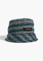 Marni - Logo-appliquéd striped knitted bucket hat - Orange - S