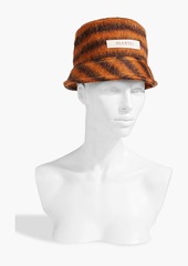 Marni - Logo-appliquéd striped knitted bucket hat - Orange - S
