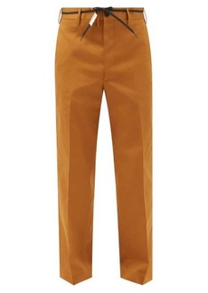 Marni - Logo-embroidered Cotton-twill Chinos - Mens - Brown