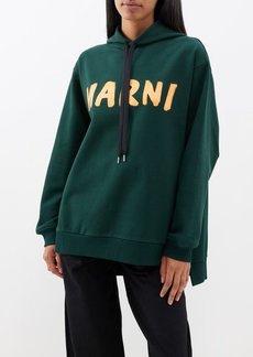Marni - Logo-printed Cotton-jersey Hoodie - Womens - Dark Green Multi