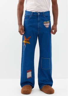 Marni - Mohair-patch Straight-leg Jeans - Mens - Blue Multi