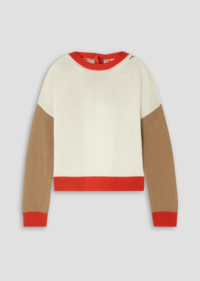 Marni - Open-back color-block cashmere sweater - White - IT 48