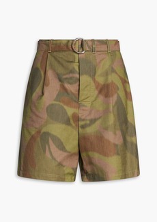 Marni - Belted printed cotton-blend canvas shorts - Green - IT 40