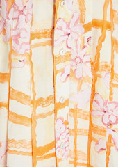 Marni - Pleated printed ramie midi skirt - Yellow - IT 40