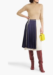 Marni - Pleated satin and jacquard midi wrap skirt - Blue - IT 38