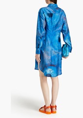 Marni - Printed silk-habotai shirt dress - Blue - IT 40