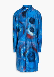 Marni - Printed silk-habotai shirt dress - Blue - IT 38