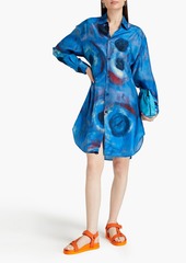 Marni - Printed silk-habotai shirt dress - Blue - IT 40