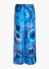 Marni - Printed silk-habotai wide-leg pants - Blue - IT 40