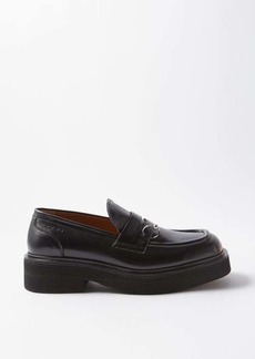 Marni - Square-toe Leather Loafers - Mens - Black