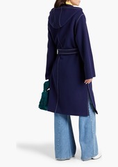 Marni - Topstitched wool-blend felt hooded coat - Blue - IT 38