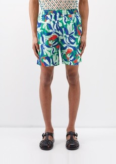 Marni - X No Vacancy Inn Fish-print Shell Shorts - Mens - Dark Green Multi