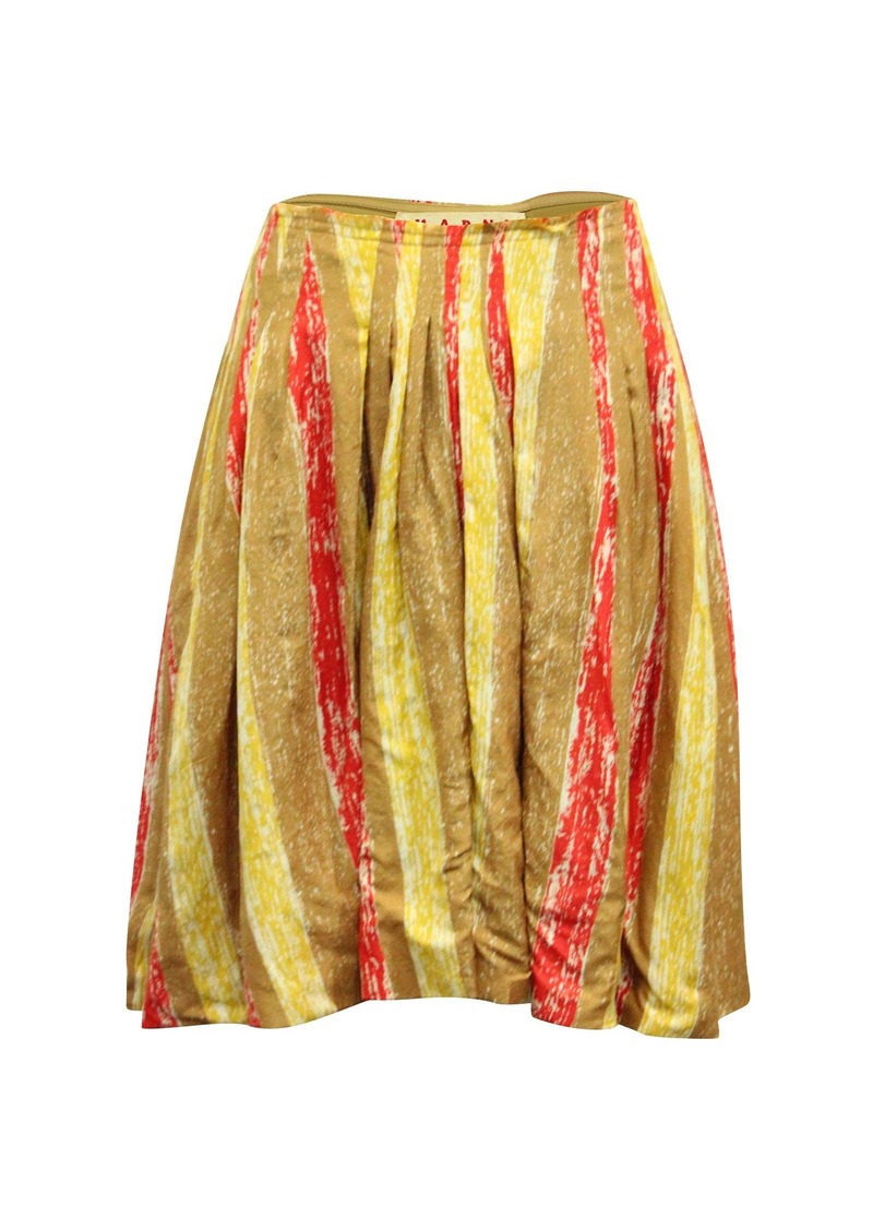 Marni Balloon Pleated Midi Skirt in Multicolor Silk