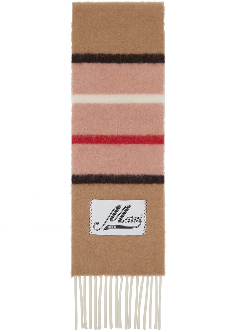 Marni Beige & Pink Striped Scarf