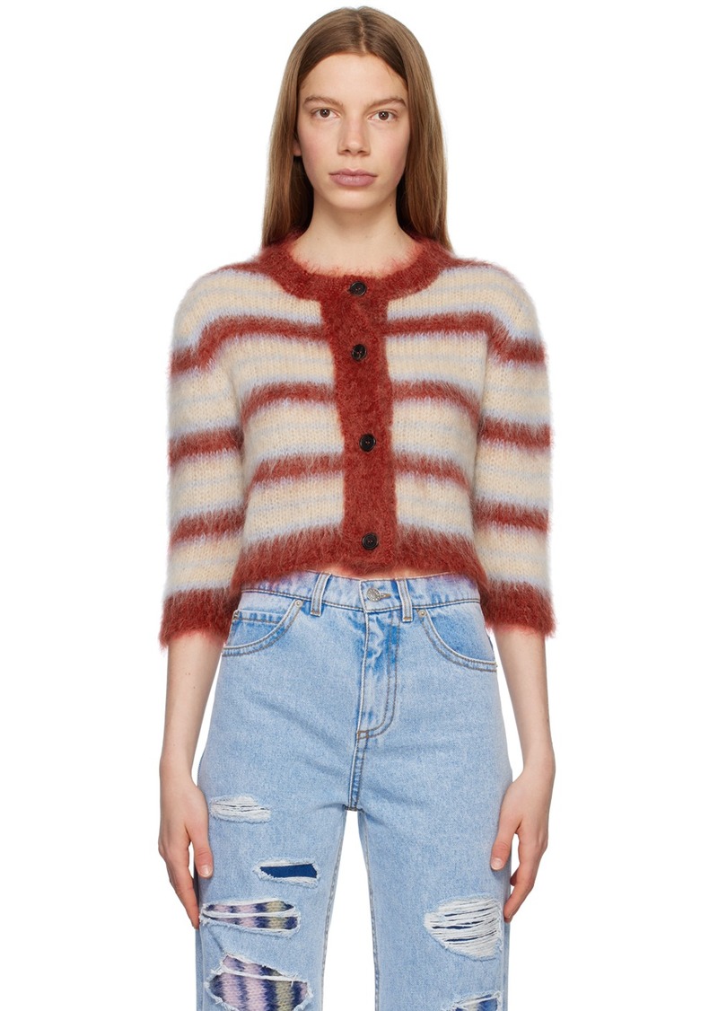 Marni Beige & Red Striped Cardigan