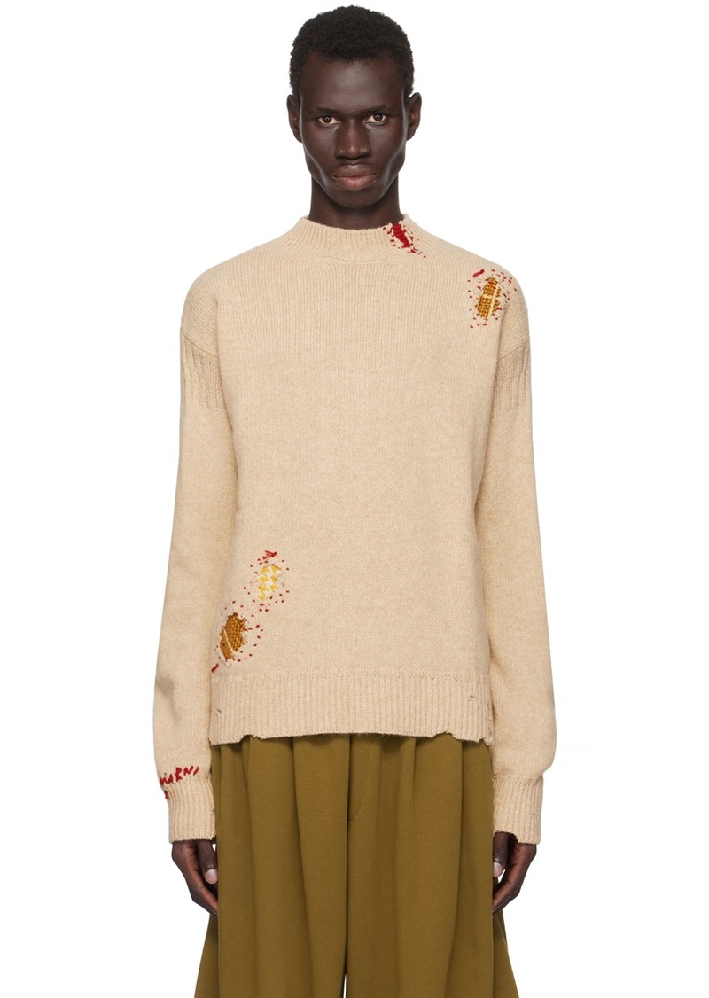 Marni Beige Mending Patches Sweater