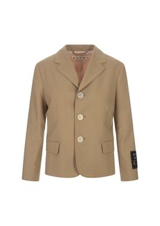 MARNI Beige Wool Jacket With Contrast Stitching