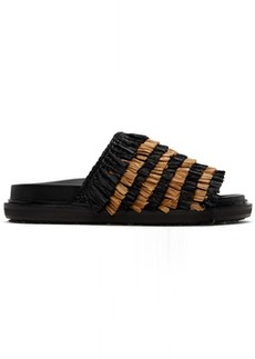 Marni Black & Beige Fringe Sandals