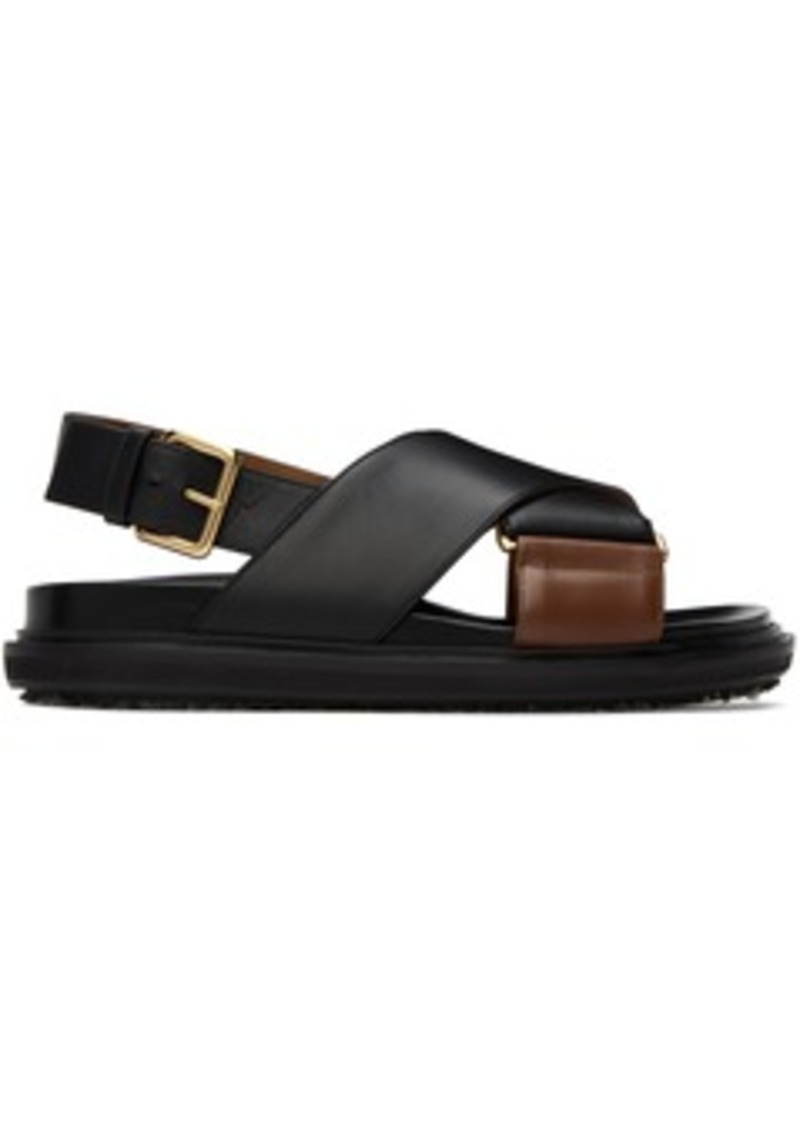 Marni Black & Brown Fussbett Sandals