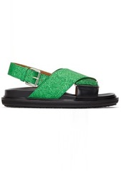 Marni Black & Green Glitter Fussbett Sandals