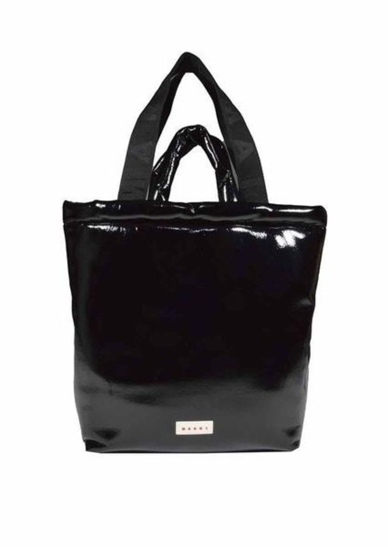 MARNI Black Bey patent leather padded shopping bag Marni