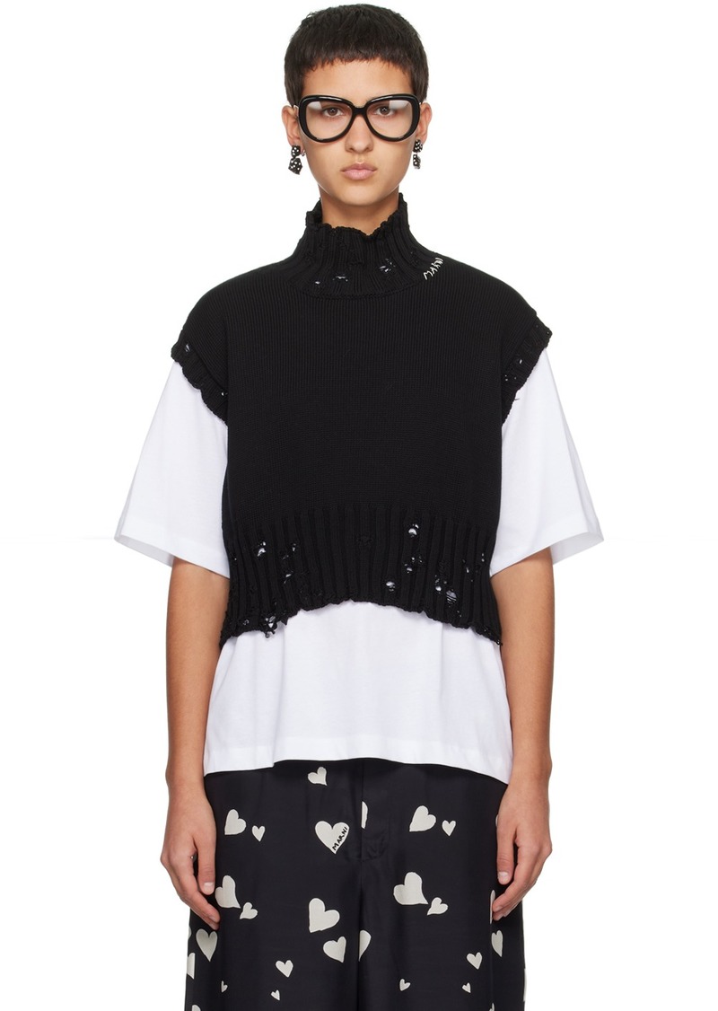 Marni Black Distressed Turtleneck