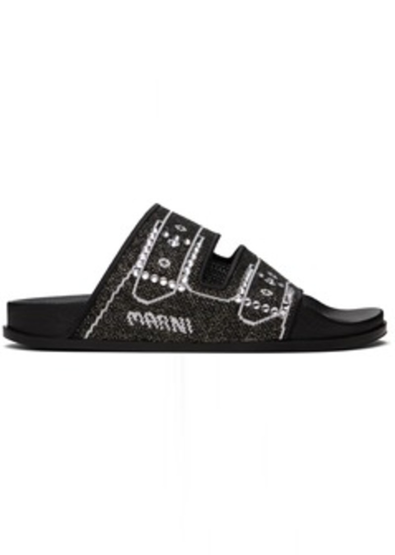 Marni Black Jacquard Sandals