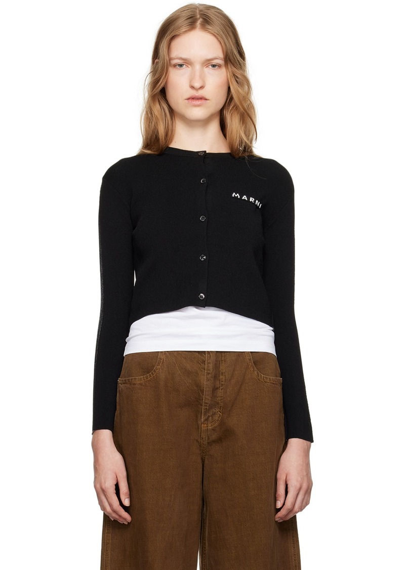 Marni Black Logo Patch Cardigan