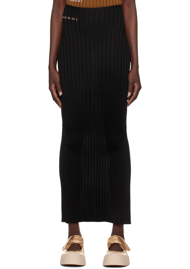 Marni Black Ribbed Maxi Skirt