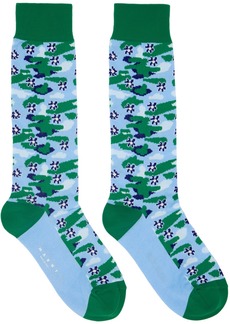 Marni Blue & Green Cloudyflower Socks