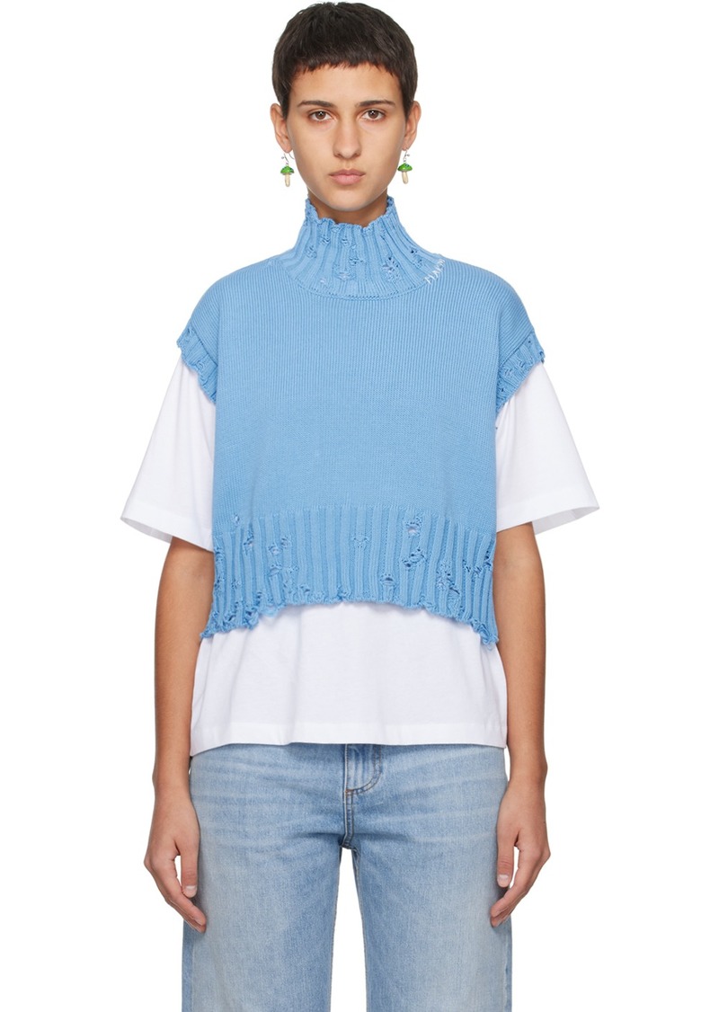 Marni Blue Distressed Turtleneck