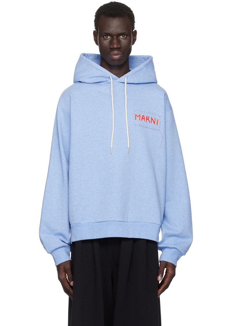 Marni Blue Logo Patch Hoodie