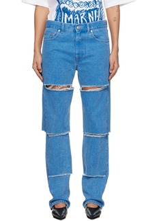 Marni Blue Slashed Boyfriend Jeans