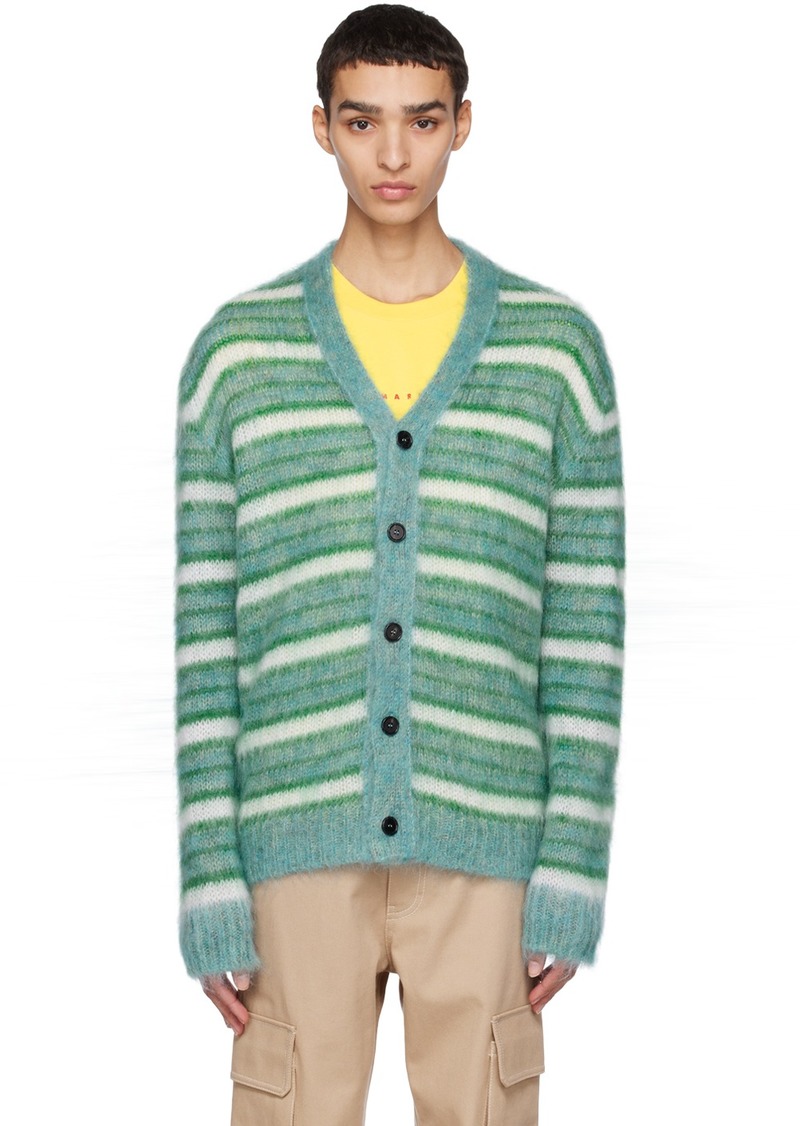 Marni Blue Striped Cardigan