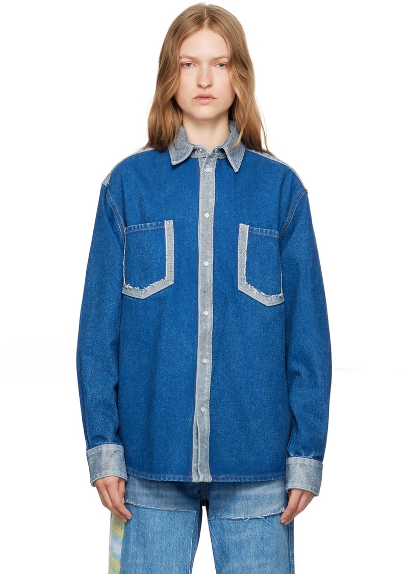 Marni Blue Two-Tone Denim Shirt