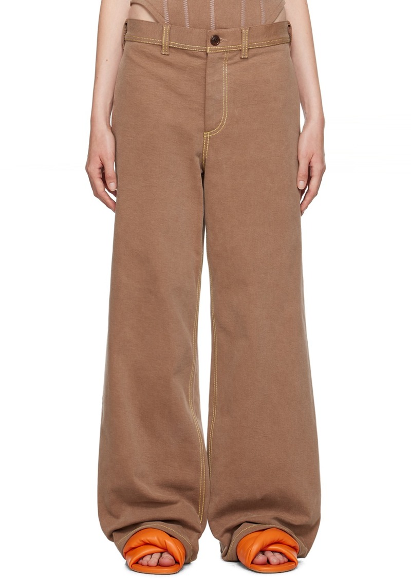 Marni Brown Contrast Stitching Jeans