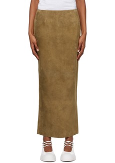 Marni Brown Slit Leather Maxi Skirt