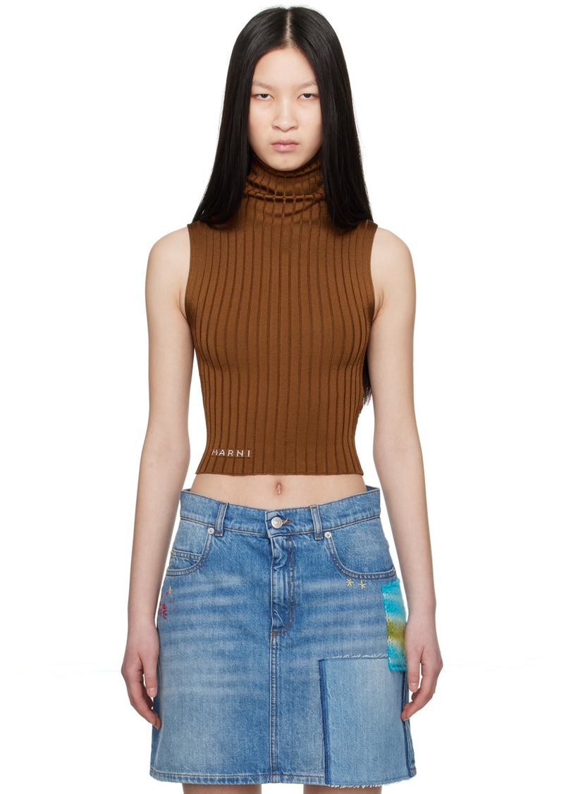 Marni Brown Turtleneck Tank Top