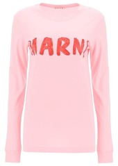 Marni brushed logo long-sleeved t-shirt
